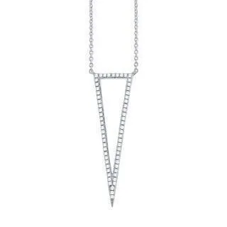 0.20ct 14k White Gold Diamond Triangle Necklace