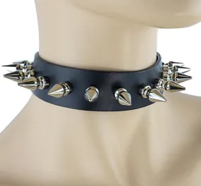 1 1/8" BLACK LEATHER CHOKER