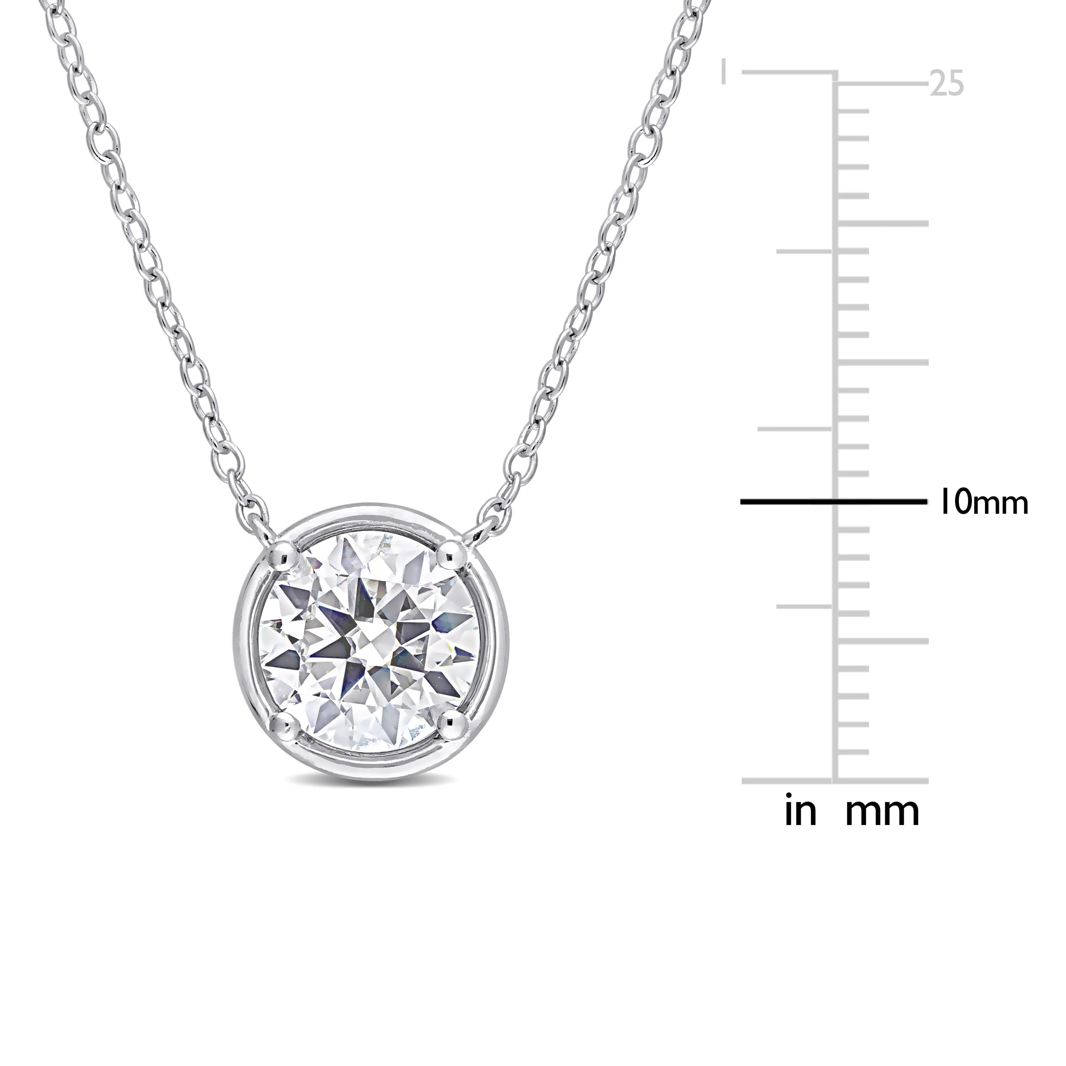 1 4/5 CT TGW Created Moissanite Halo Circle Pendant with Chain in Sterling Silver