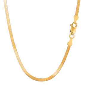 10k Yellow Solid Gold Imperial Herringbone Chain Necklace, 3.8mm