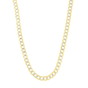 14k 2 Tone Yellow And White Gold Curb Chain Necklace, 3.6mm