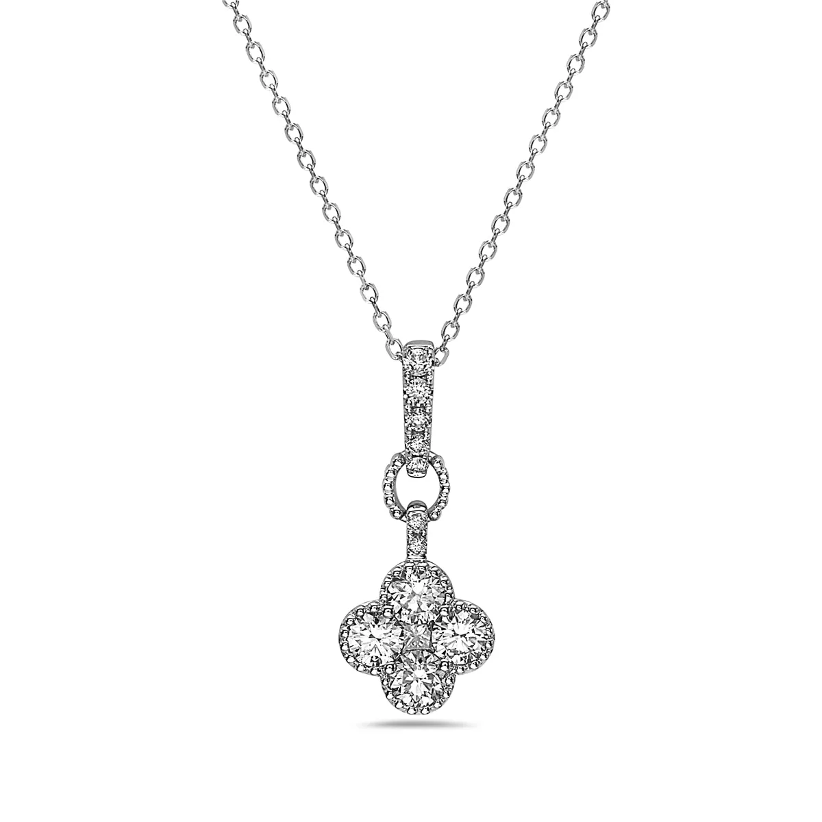 14k Diamond Clover Pendant