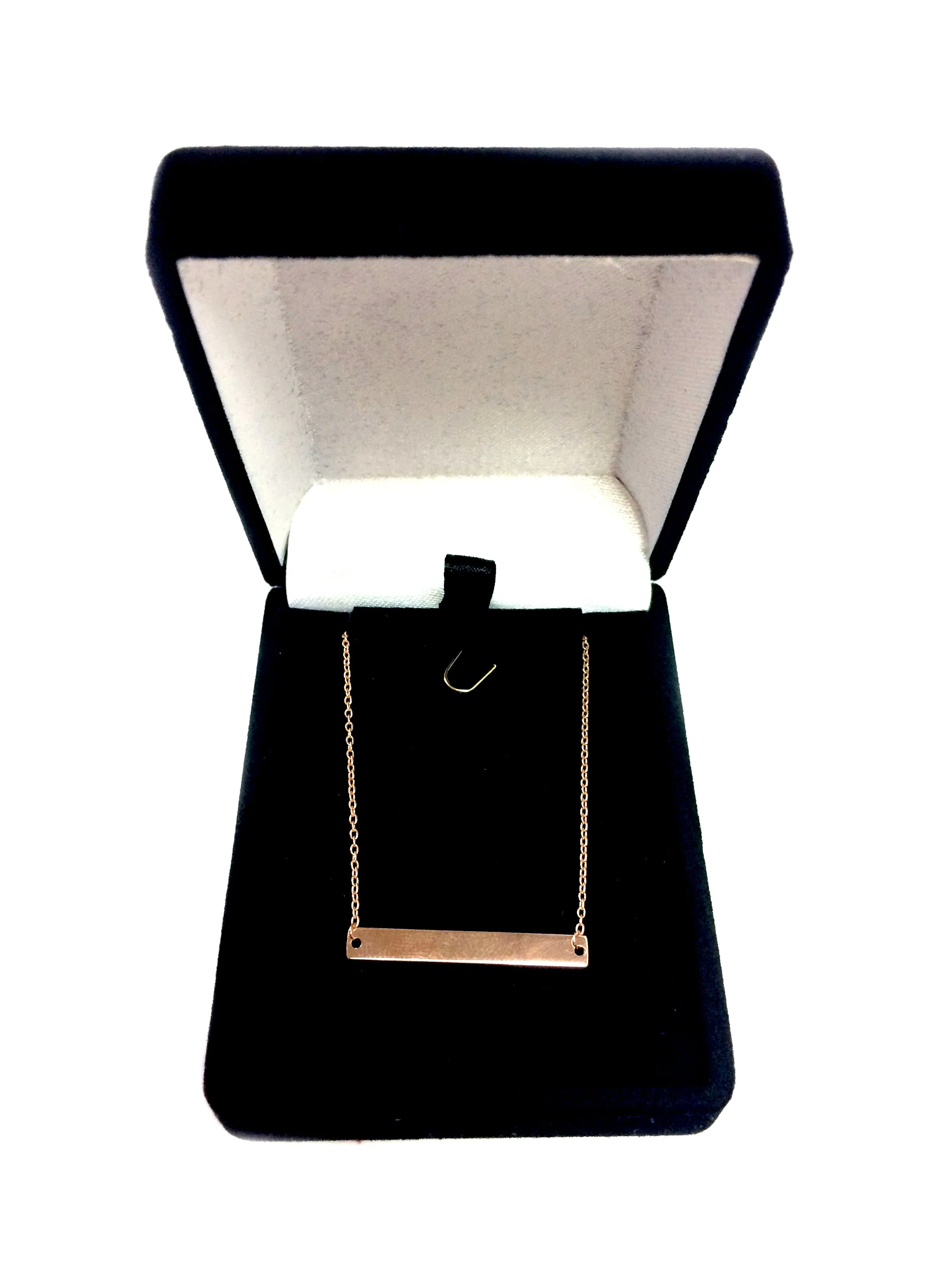 14k Gold Engravable Bar Pendant Necklace, 18