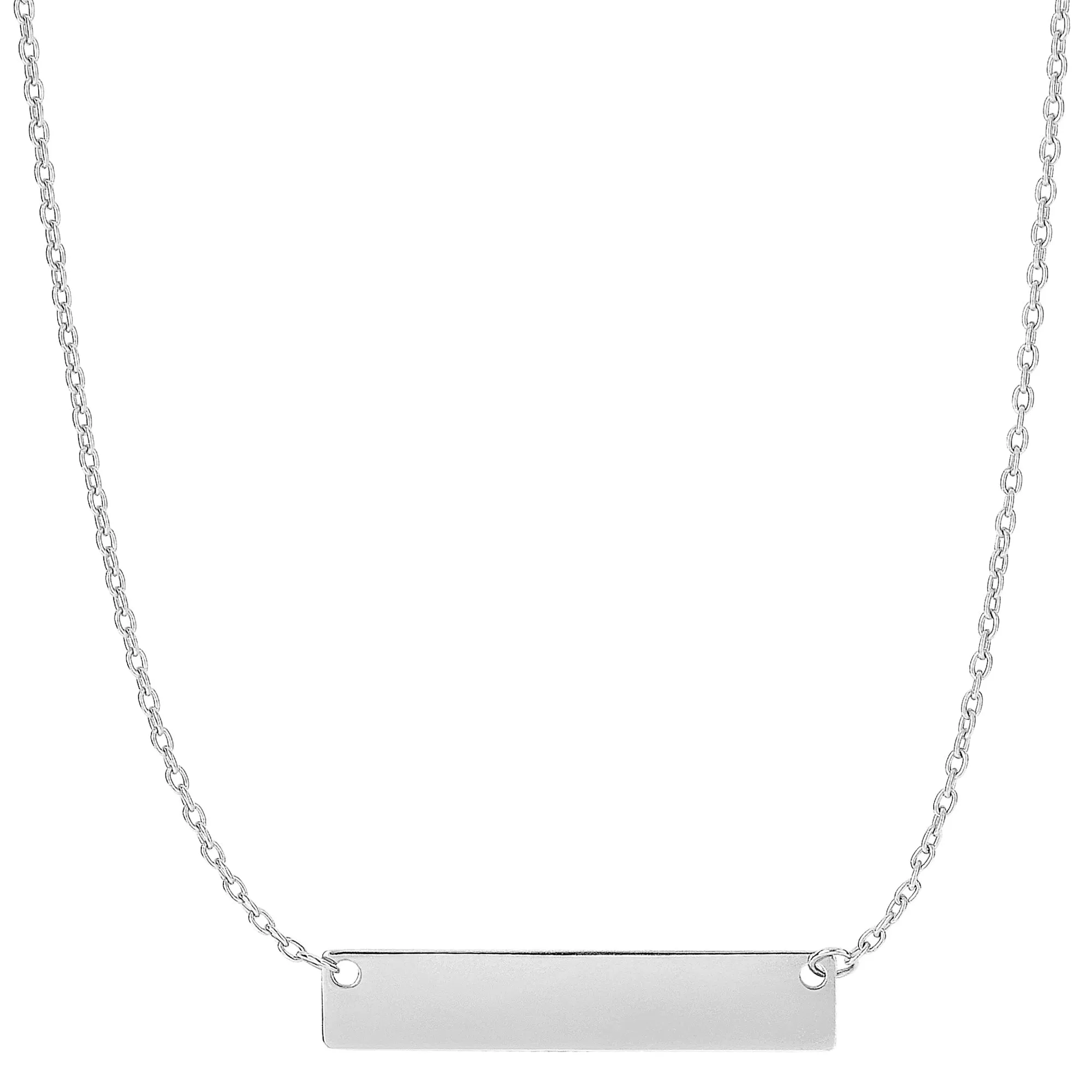 14k Gold Engravable Bar Pendant Necklace, 18