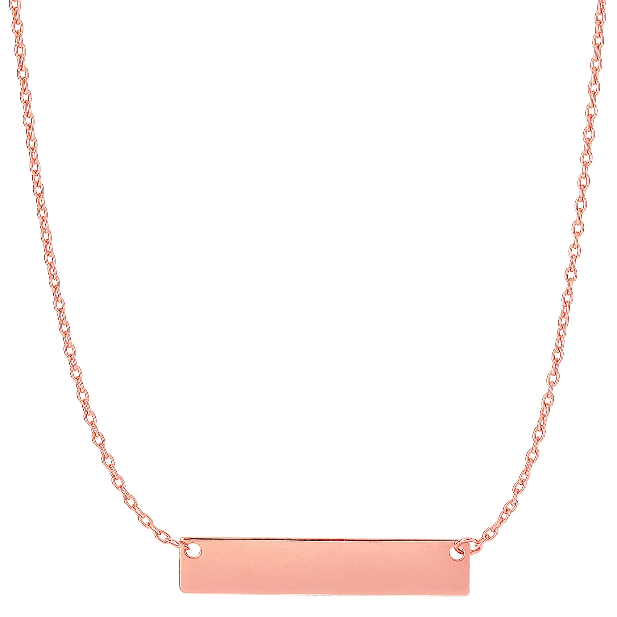 14k Gold Engravable Bar Pendant Necklace, 18