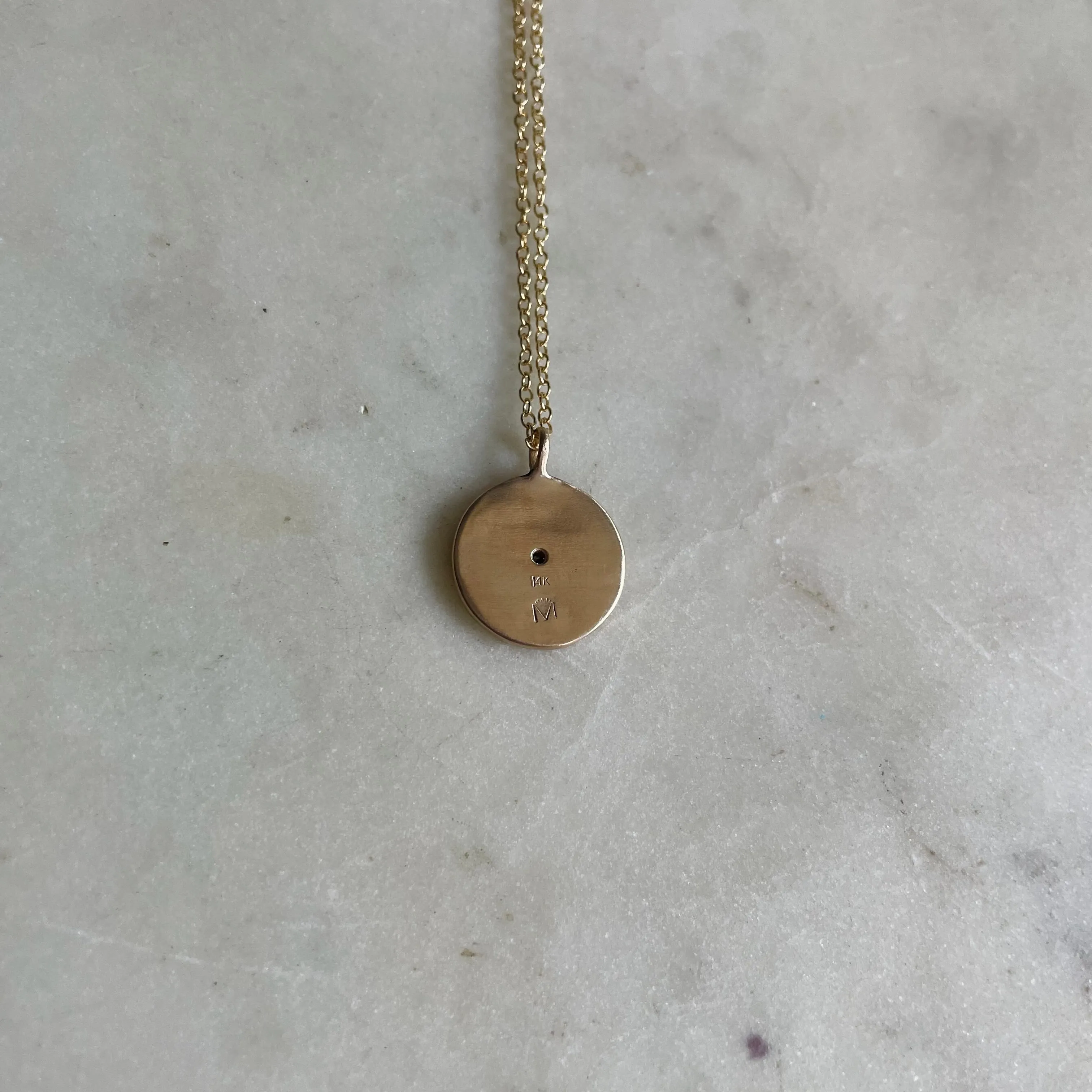 14K GOLD MINIMAL CIRCLE STONE PENDANT