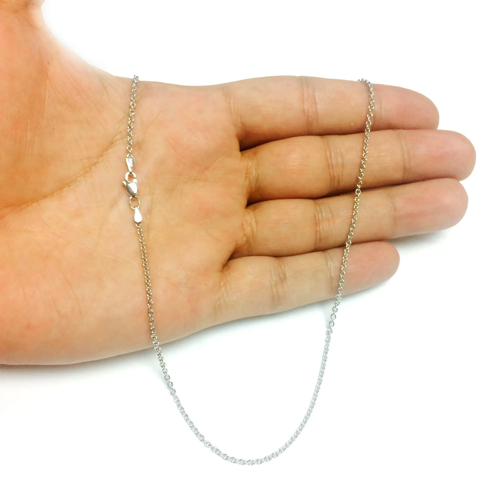 14k White Gold Cable Link Chain Necklace, 1.5mm