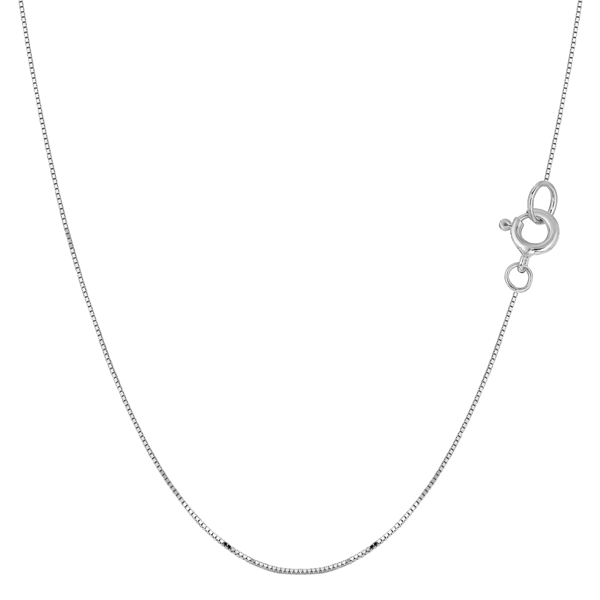 14k White Solid Gold Mirror Box Chain Necklace, 0.45mm