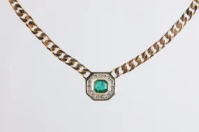 16" 14k Yellow Gold Emerald 0.70tcw Diamond Curb Chain Necklace (25.86g.)