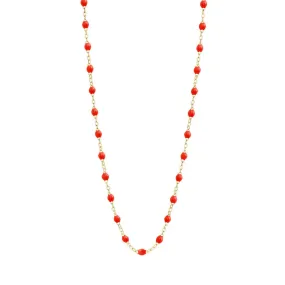 18K Gold and Coral Resin Beaded Classic Necklace