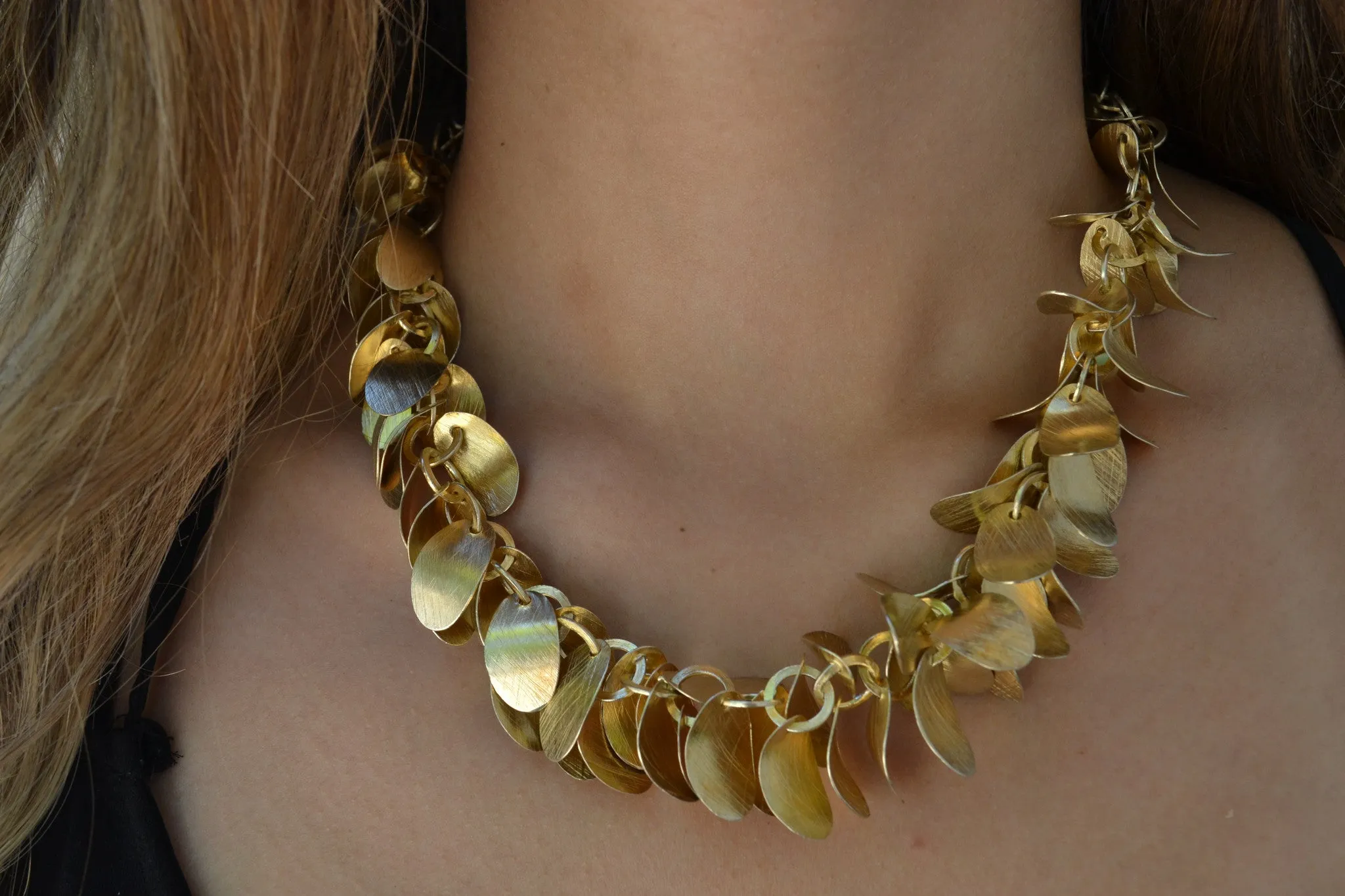 18K Gold Plated Brushed Leaf Necklace