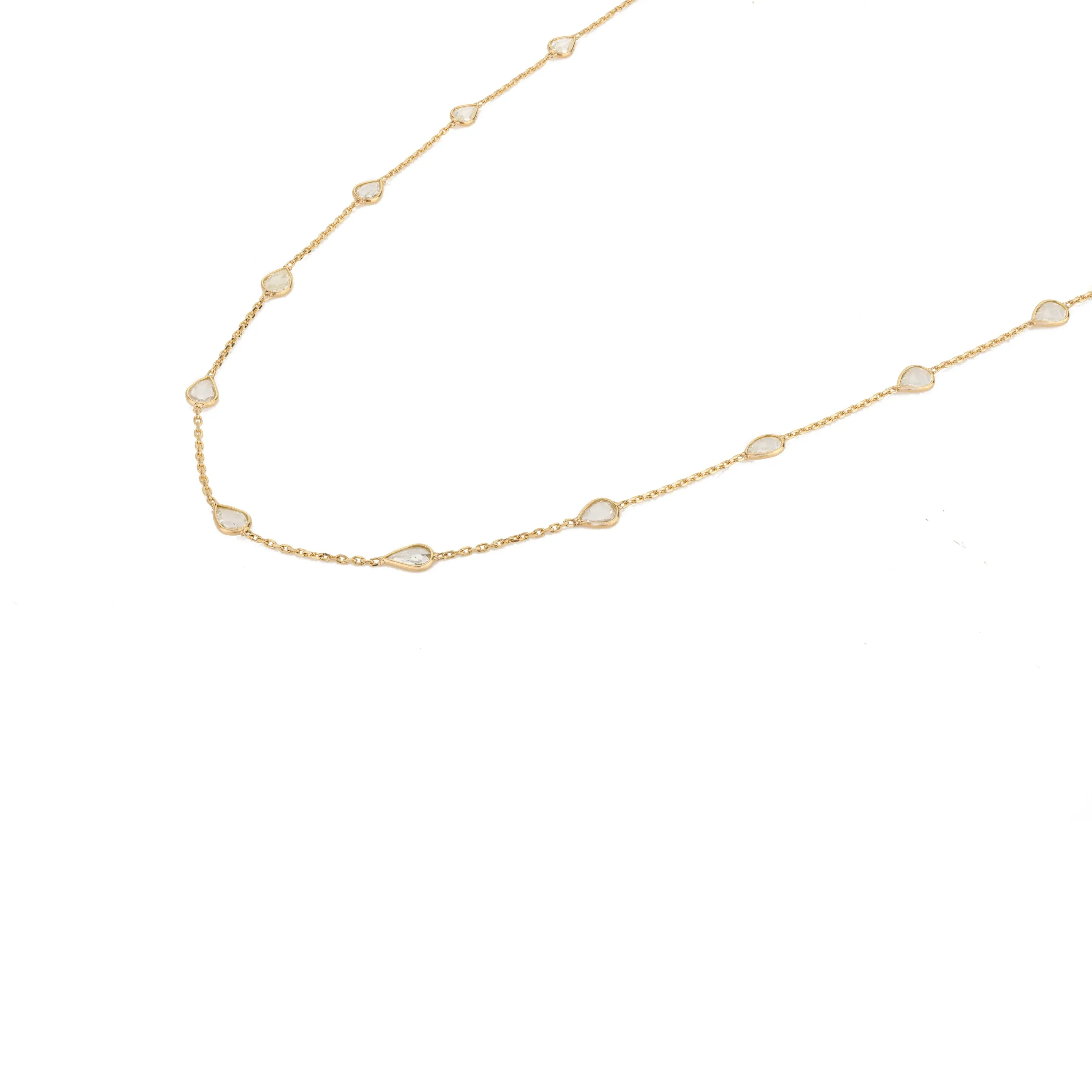 18K Gold Uncut Diamond Station Necklace