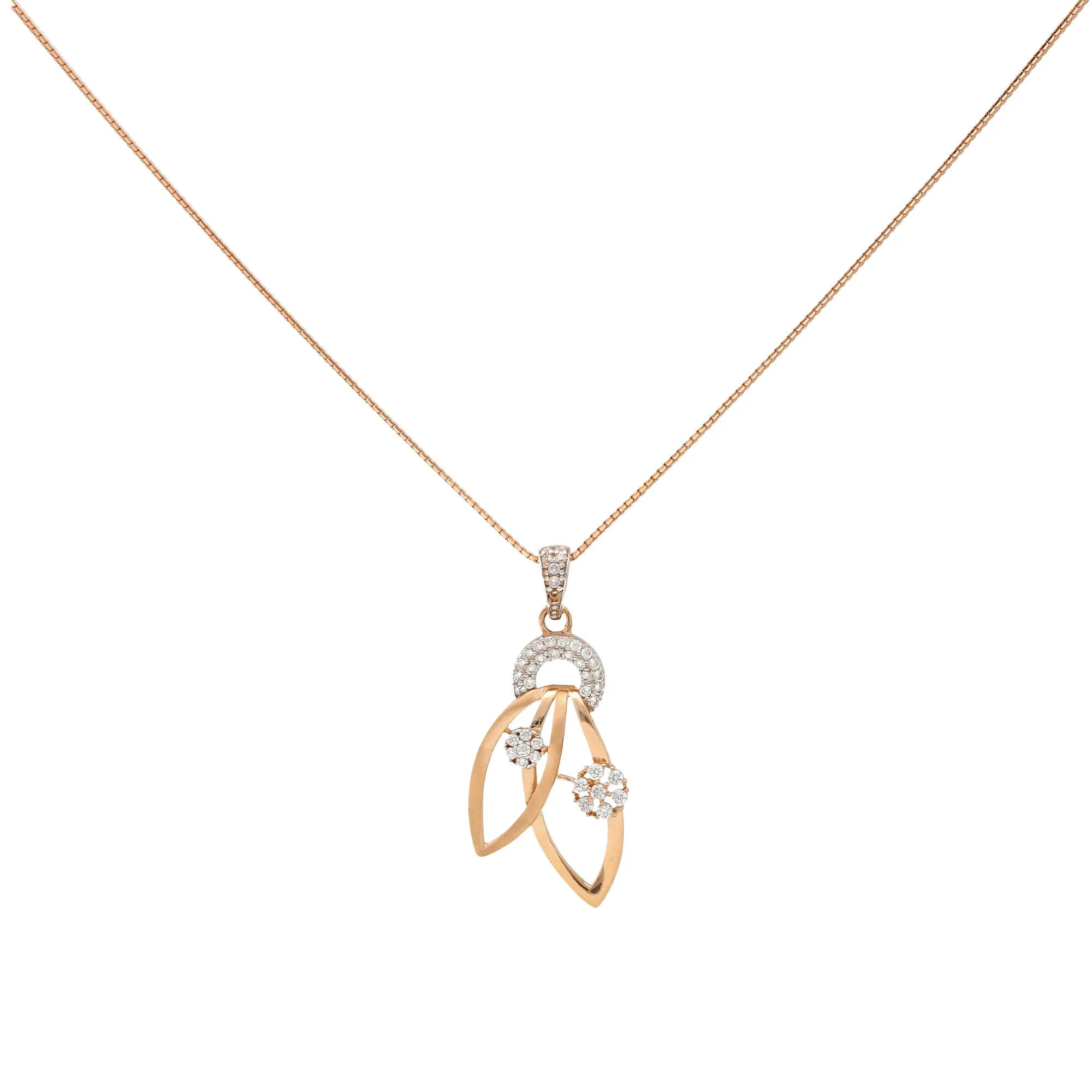 18K Rose Gold & CZ Pendant Set (9.4gm)