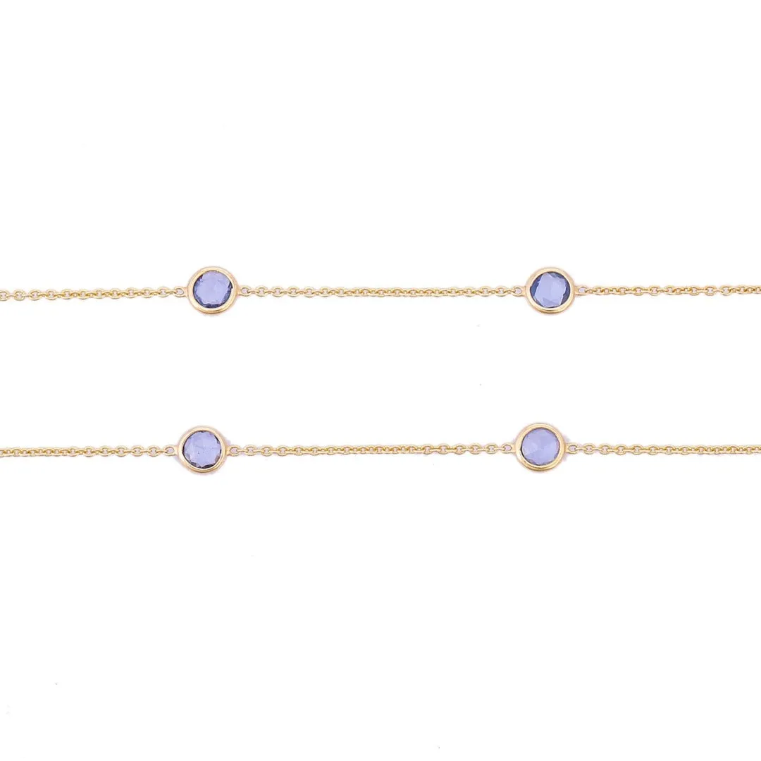 18K Yellow Gold Blue Sapphire Necklace