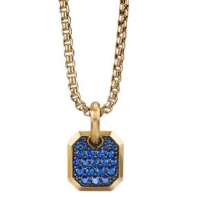 18K Yellow Gold Pave Sapphire Amulet Necklace