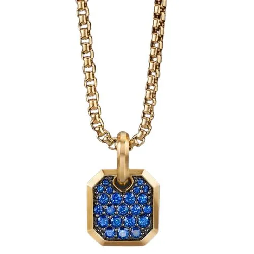 18K Yellow Gold Pave Sapphire Amulet Necklace