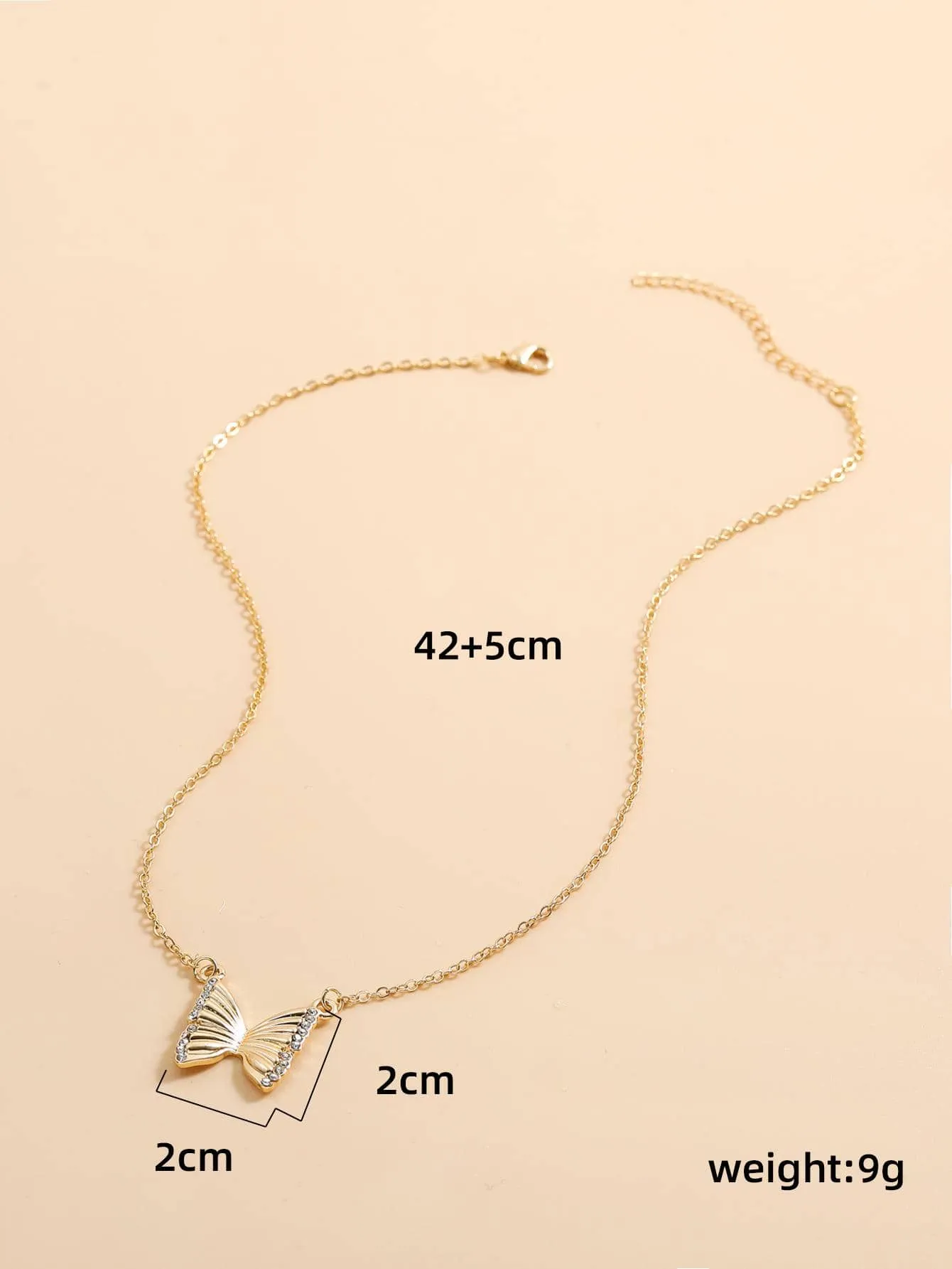 1pc Fashionable Zinc Alloy Rhinestone Decor Butterfly Pendant Necklace For Women For Daily Decoration