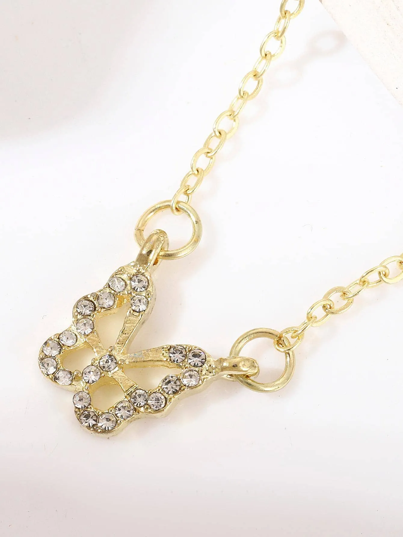 1pc Fashionable Zinc Alloy Rhinestone Decor Butterfly Pendant Necklace For Women For Daily Decoration