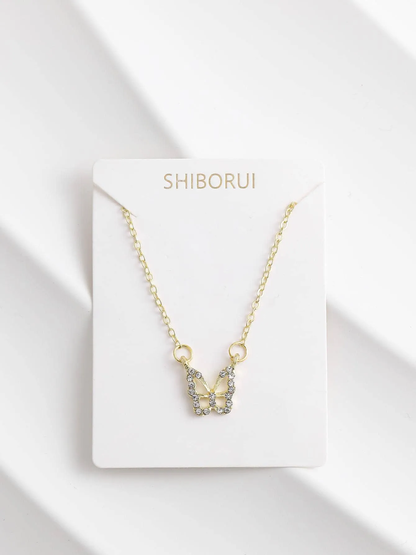 1pc Fashionable Zinc Alloy Rhinestone Decor Butterfly Pendant Necklace For Women For Daily Decoration