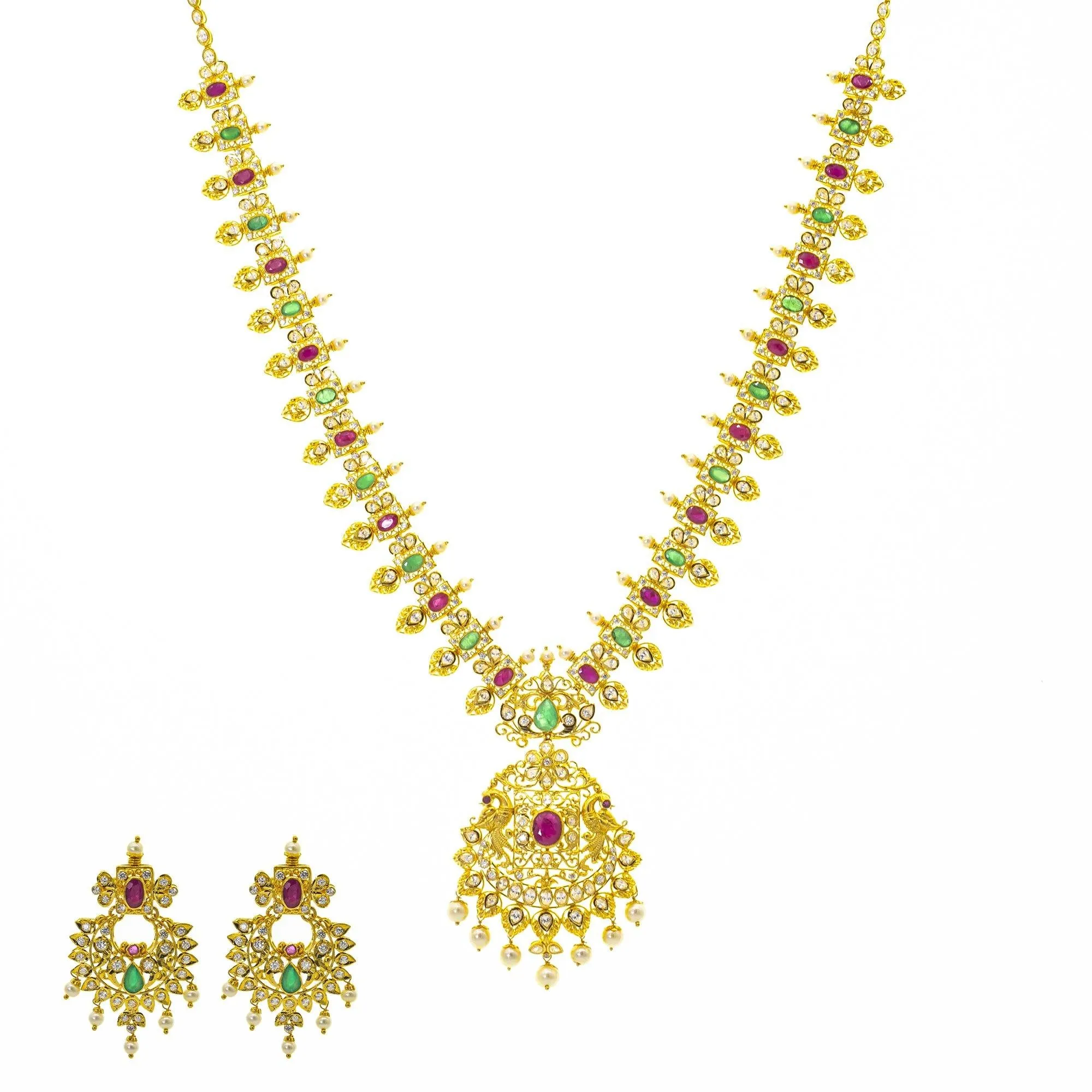 22K Gold Bhavna Gemstone Jewelry Set