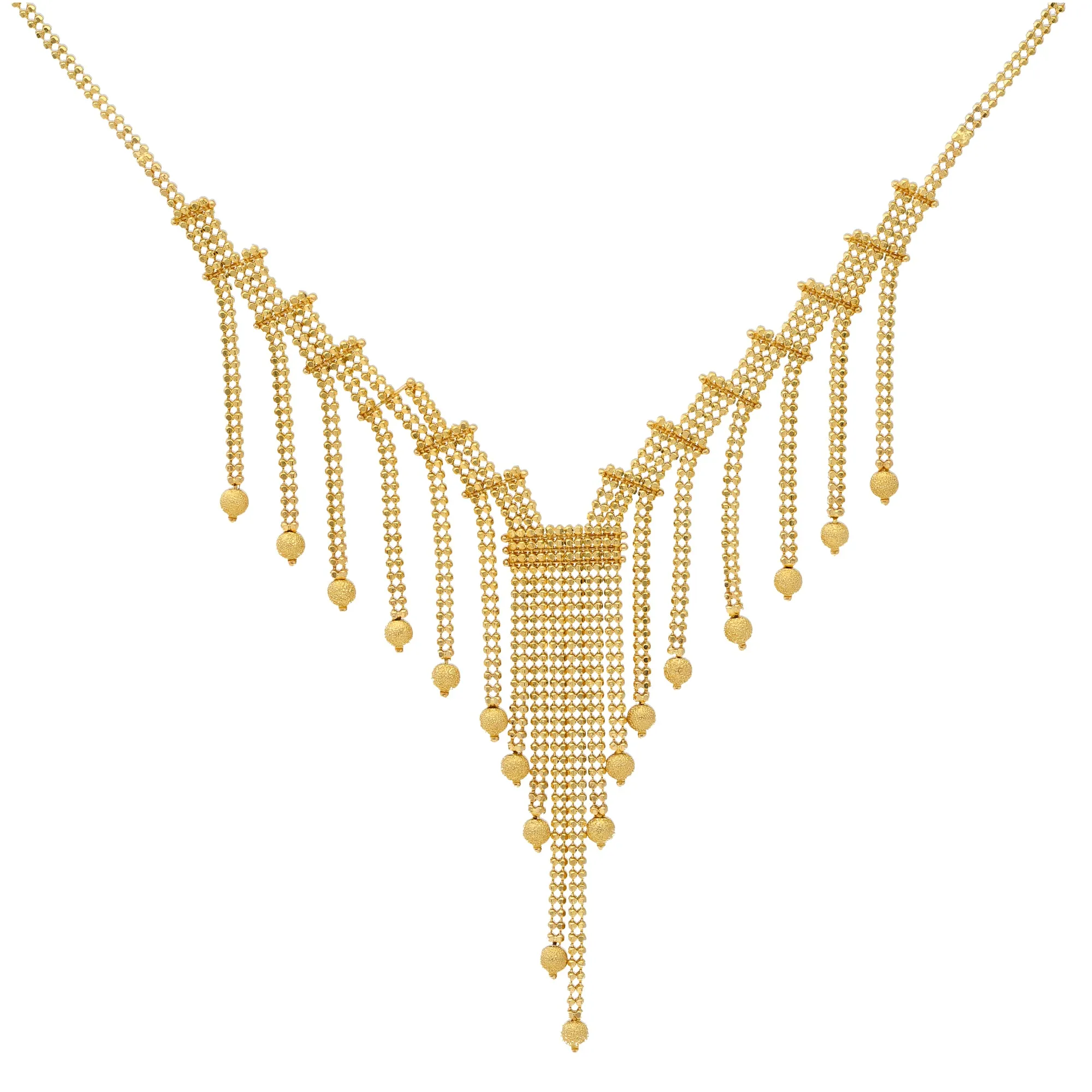 22K Yellow Gold Chandelier Necklace Set (25.9gm)