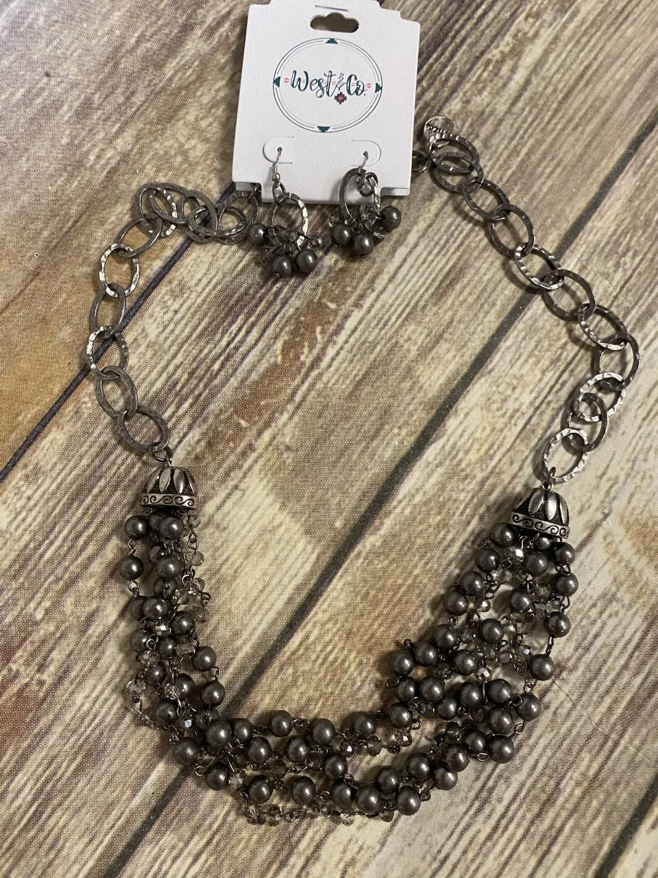 32" Burnished Pewter Large Link Necklace