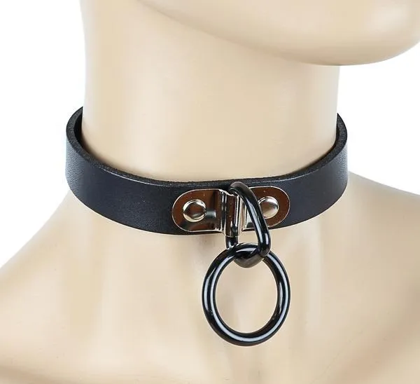 3/4" BLACK LEATHER CHOKER