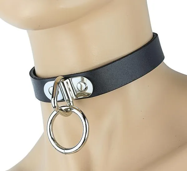 3/4" BLACK LEATHER CHOKER