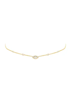 5 Diamond Angel Eye Choker Necklace