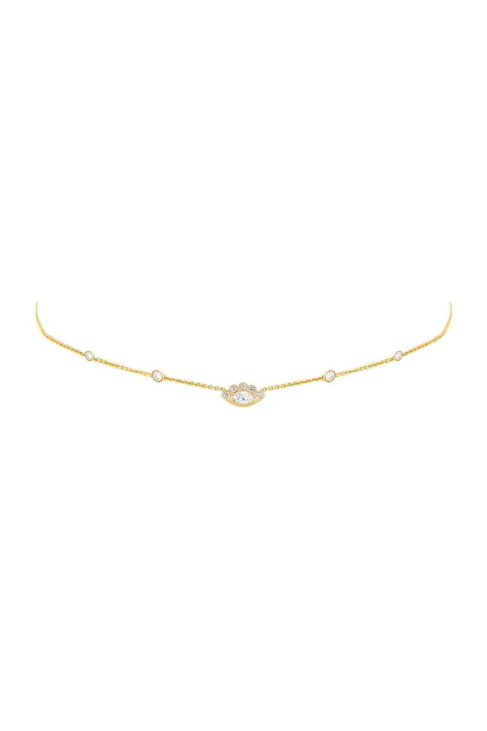 5 Diamond Angel Eye Choker Necklace