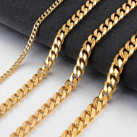 8 or 6MM Stainless Steel Gold Cuban Chain (Waterproof) Necklace - High Quality