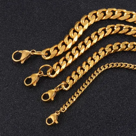 8 or 6MM Stainless Steel Gold Cuban Chain (Waterproof) Necklace - High Quality