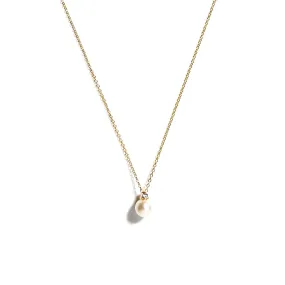 9 Carat Gold Mini Pearl Pendant Necklace, Gold