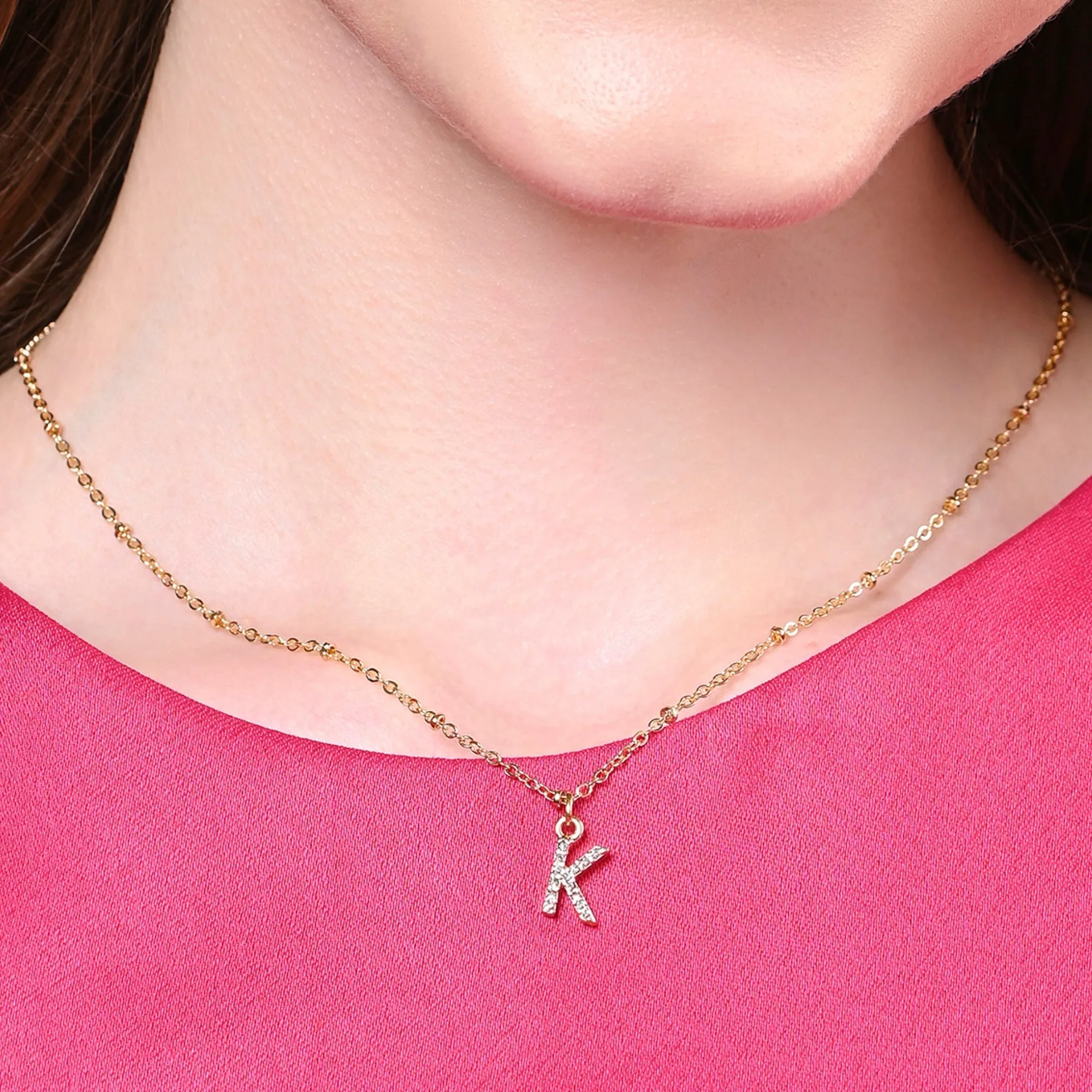 Accessorize London Women's Gold (K) Initial Sparkle Pendant Necklace