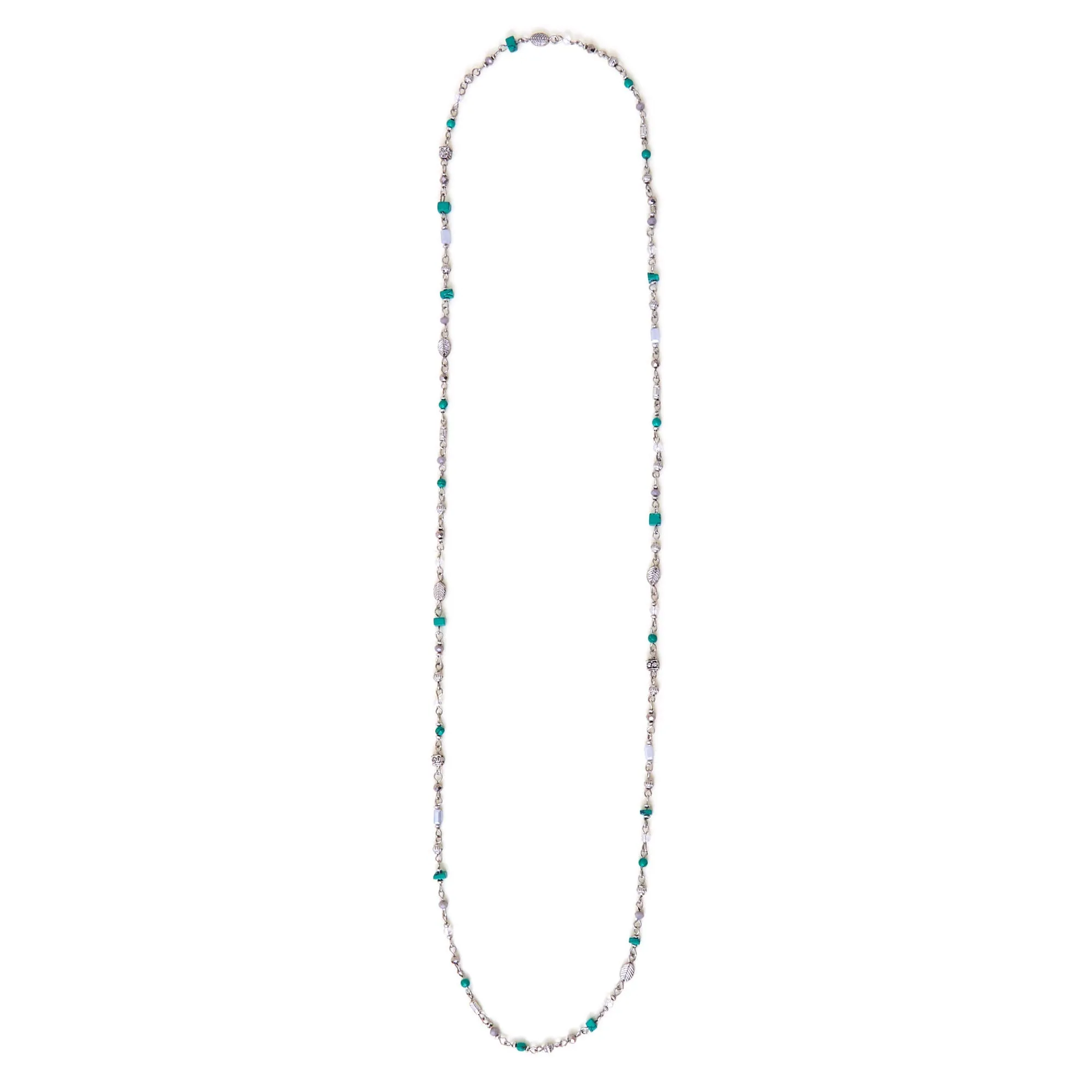 Accessorize London Women's Leaf Beaded Long Necklace