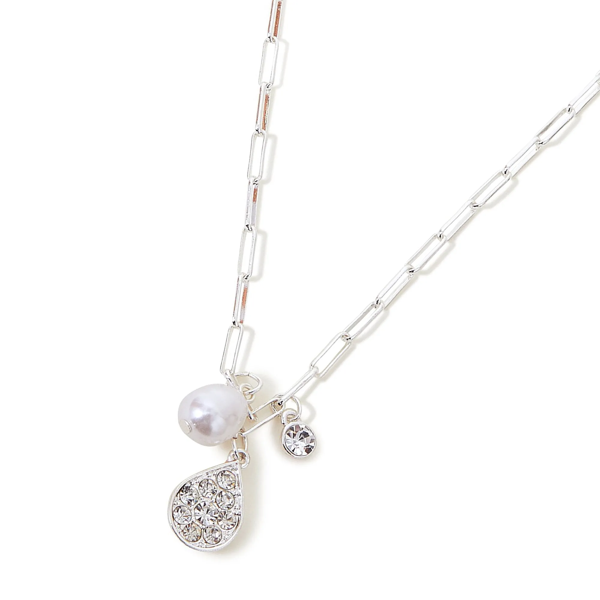 Accessorize London Women's Silver Filigree Drop Pendant Necklace