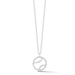 AF Jewelers - Small Tennis Ball Pendant Necklace with Diamonds and with Chain, 18k White Gold