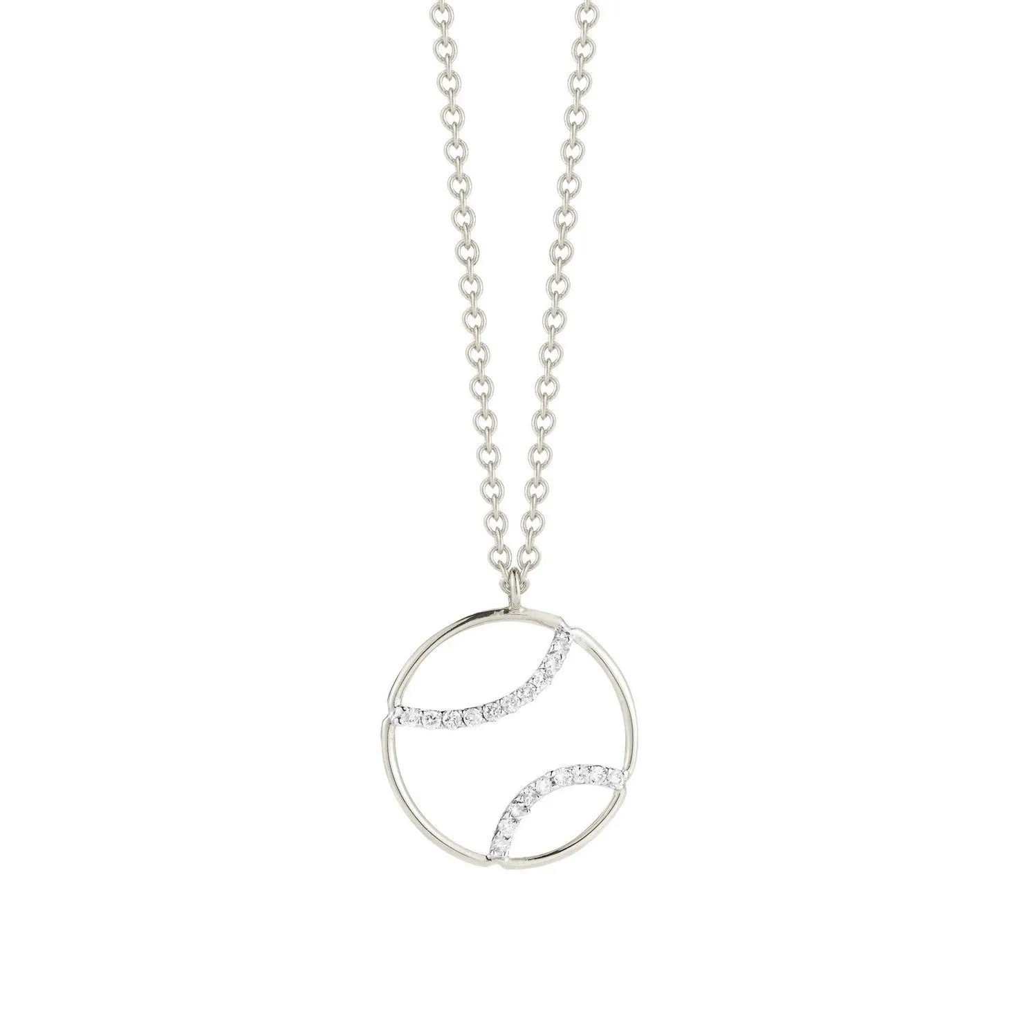 AF Jewelers - Tennis Ball Pendant Necklace with Diamonds with Chain, 18k White Gold