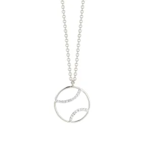 AF Jewelers - Tennis Ball Pendant Necklace with Diamonds with Chain, 18k White Gold