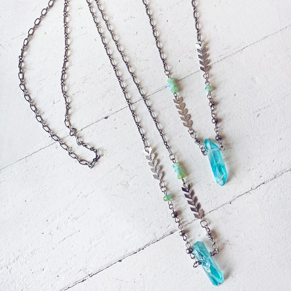 aqua aura // blue quartz crystal pendant necklace