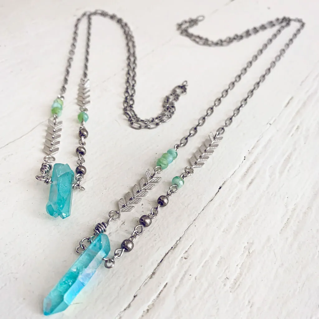 aqua aura // blue quartz crystal pendant necklace