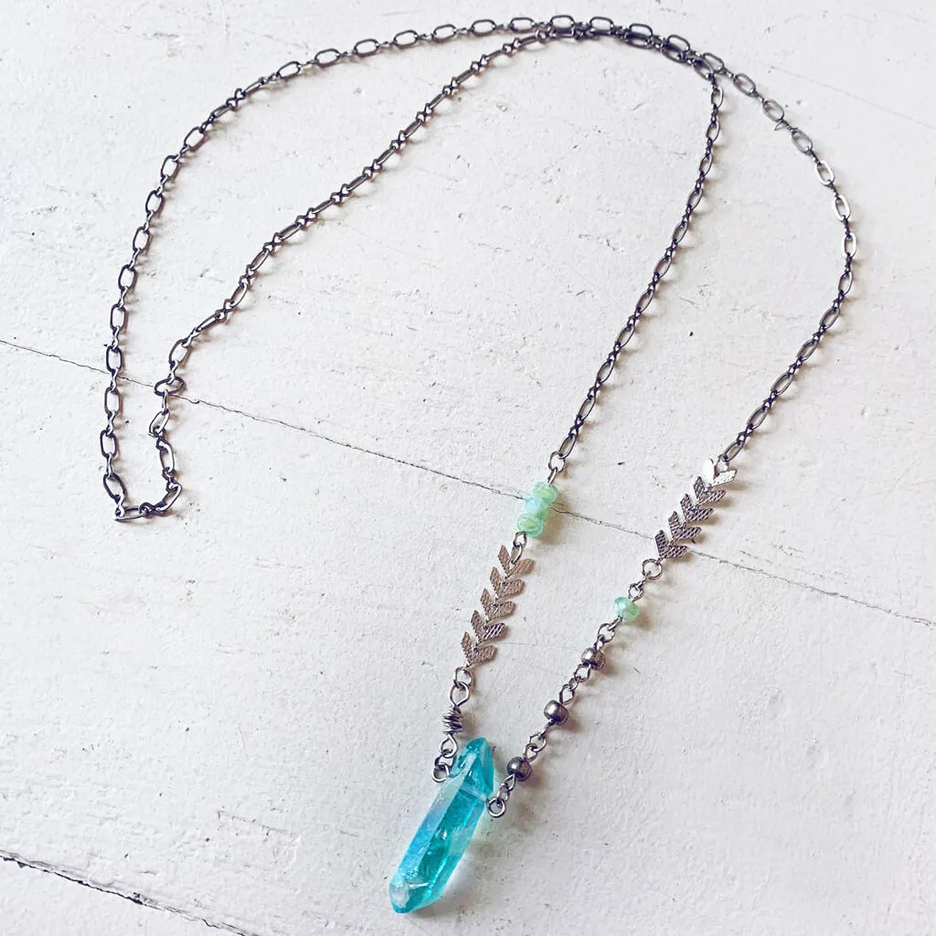 aqua aura // blue quartz crystal pendant necklace