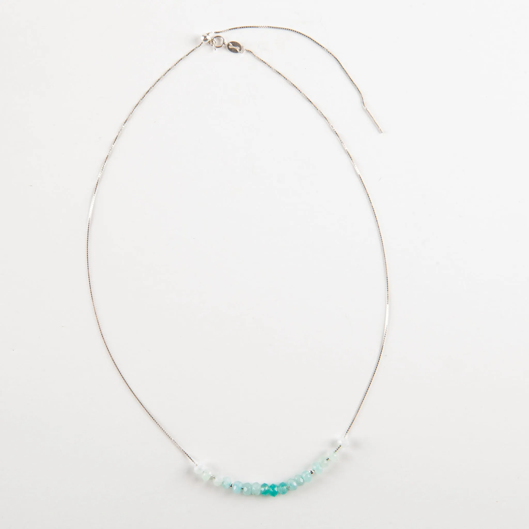 Aquamarine Adjustable Slide Chain Gemstone Necklace