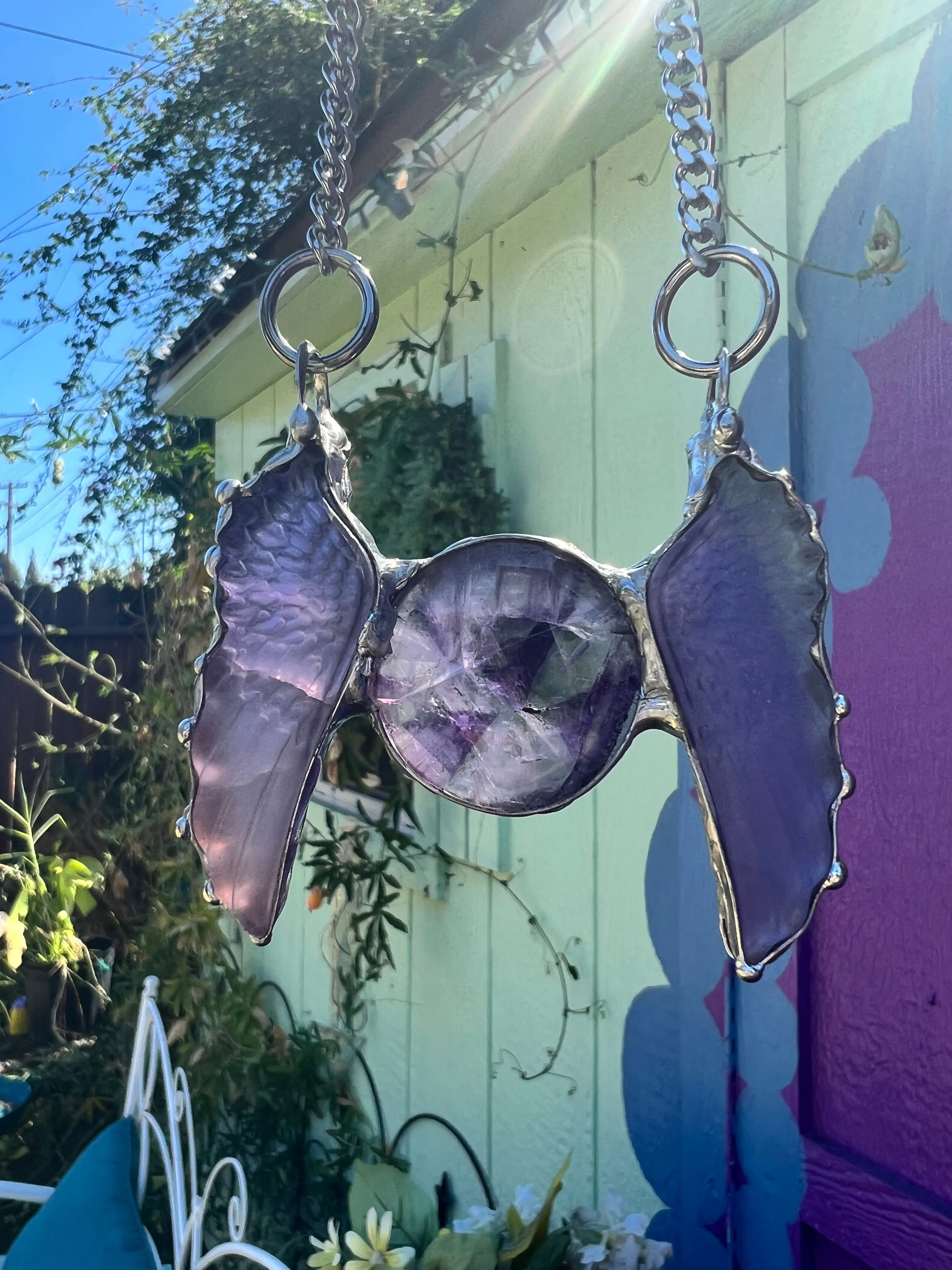 Art Angel Amulet no.10 (Fluorite wings & Amethyst)