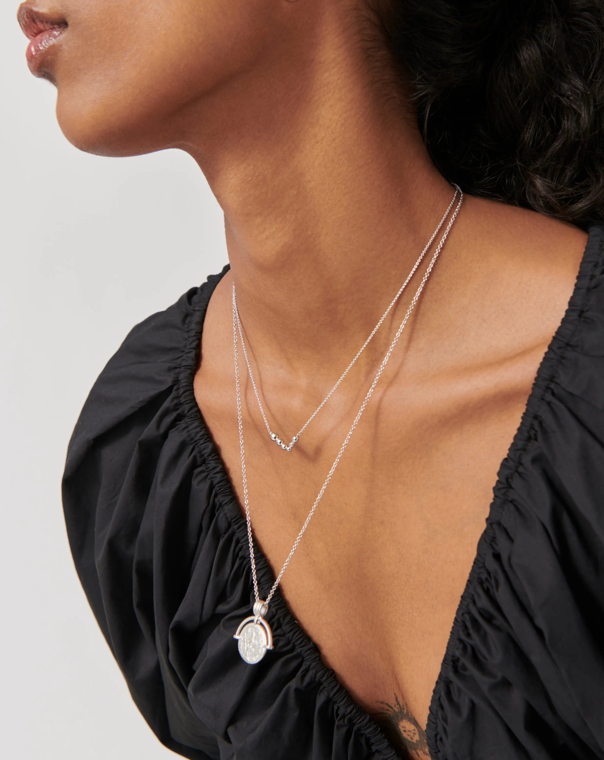 Articulated Beaded Floating Necklace | Sterling Silver