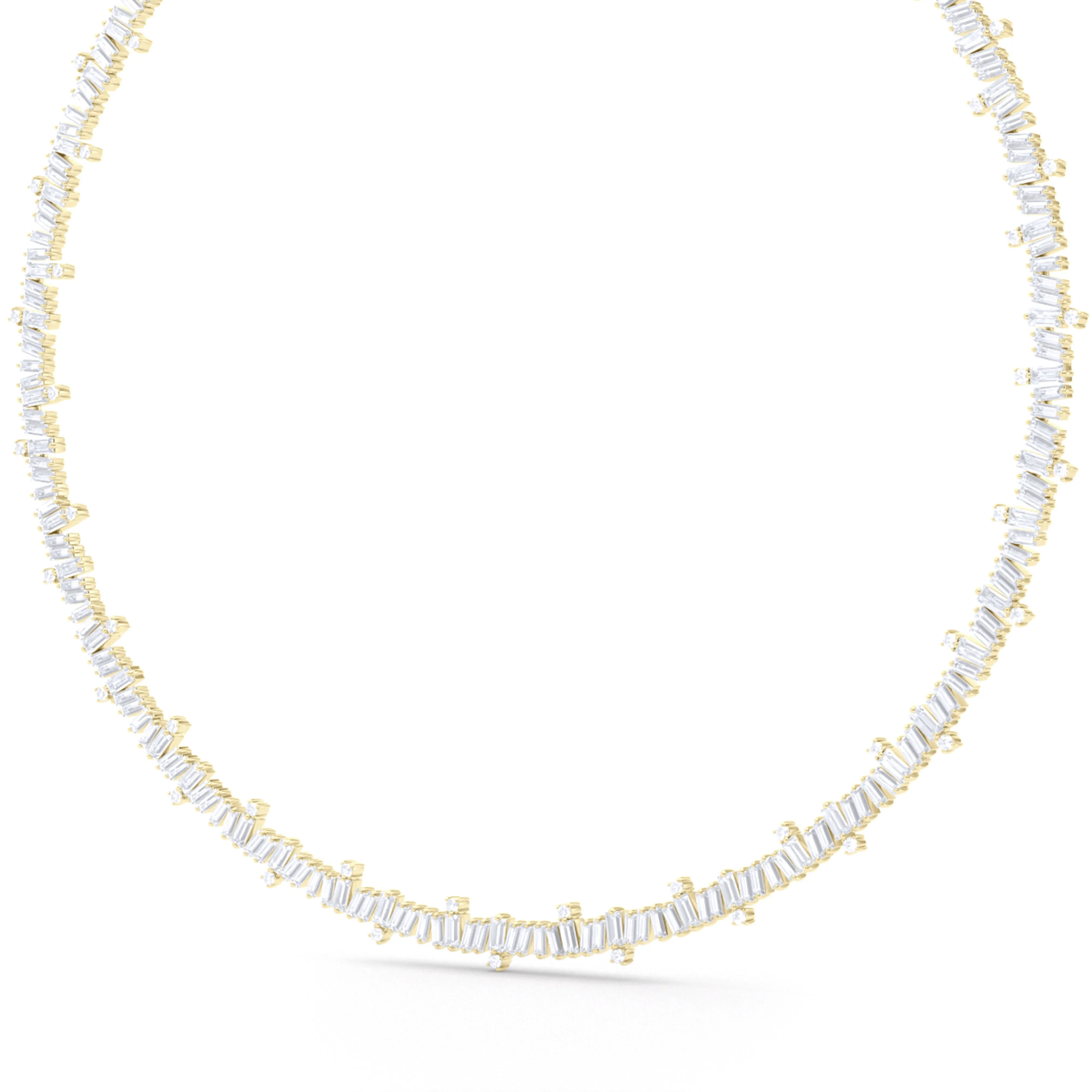 Baguette and Round Brilliant Diamond Necklace