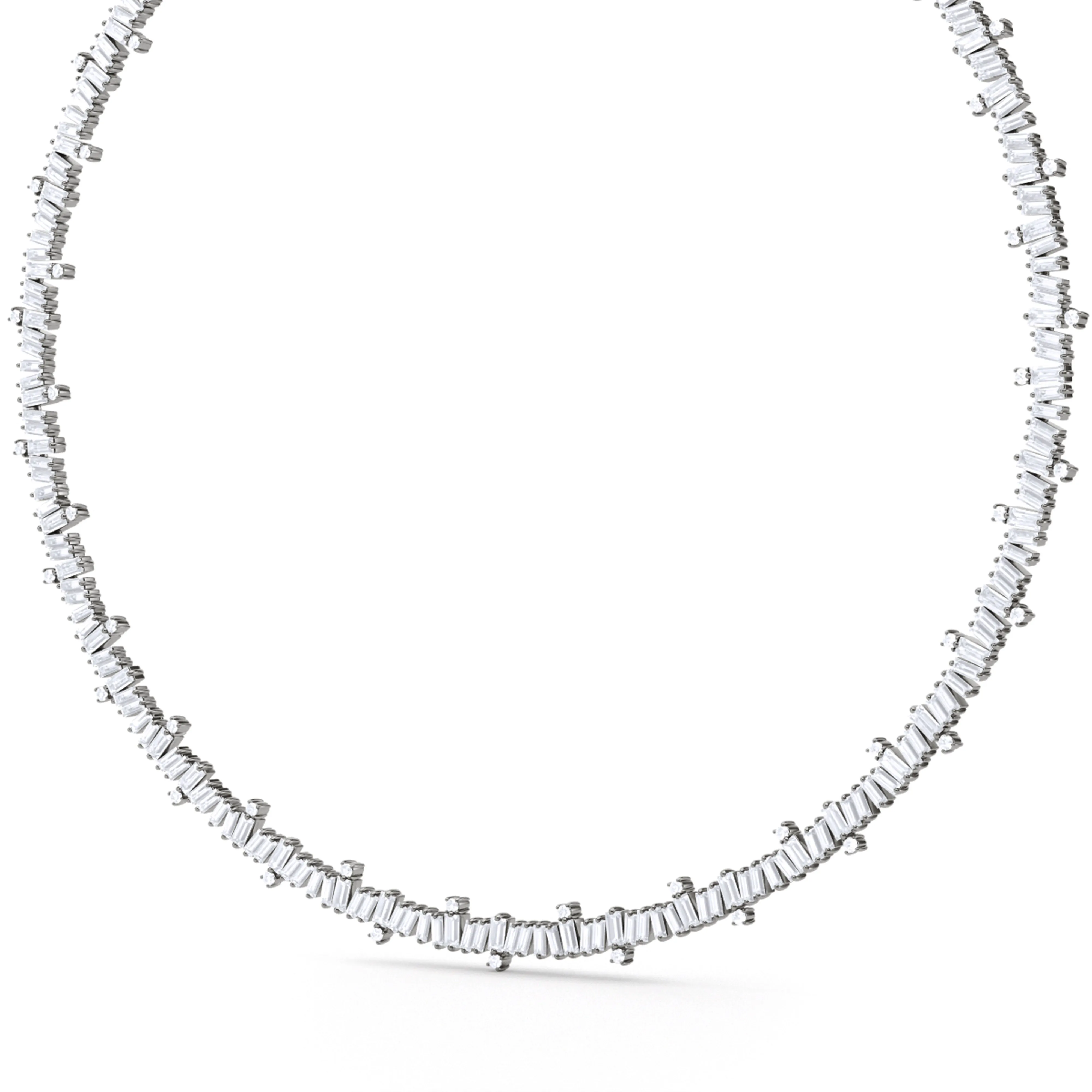 Baguette and Round Brilliant Diamond Necklace