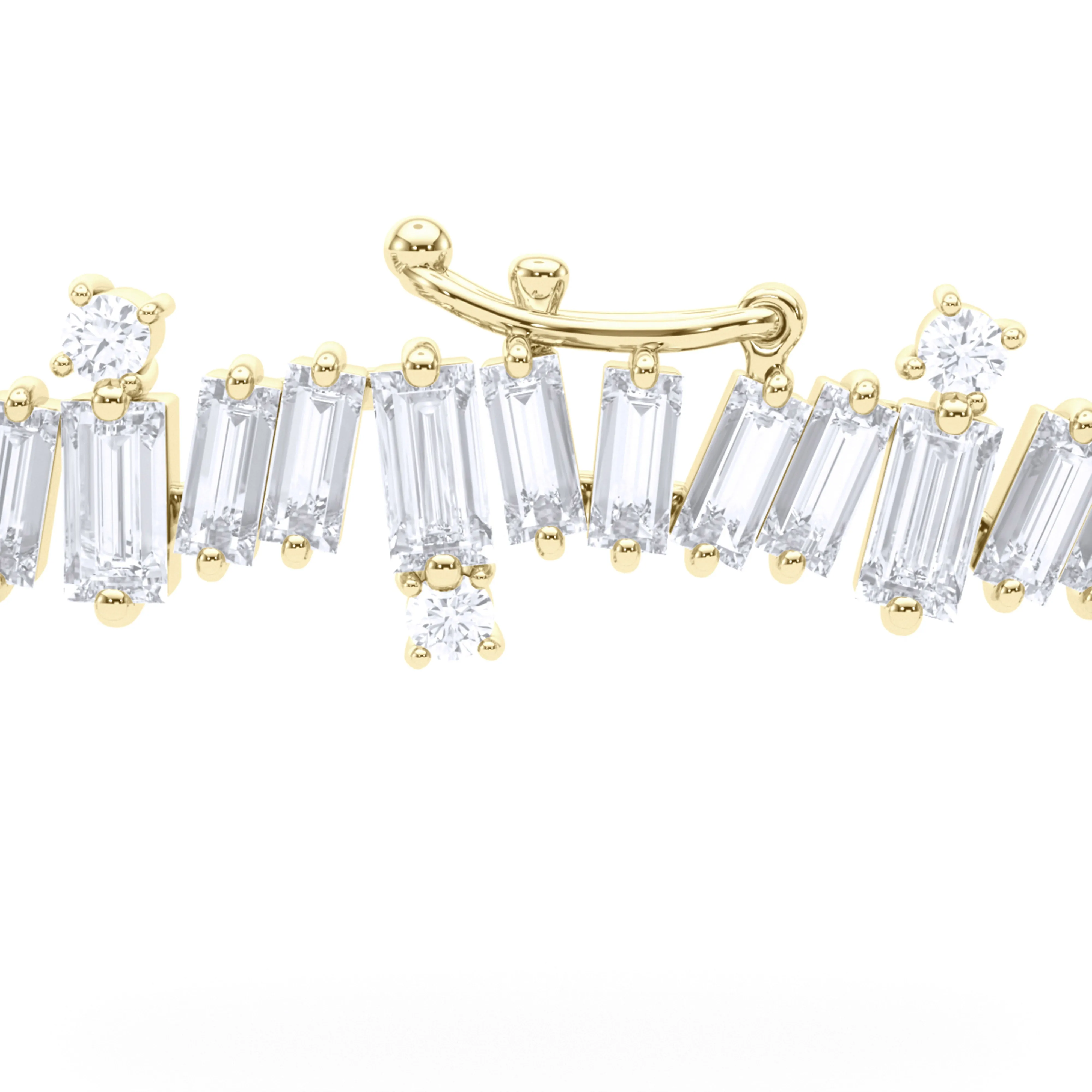 Baguette and Round Brilliant Diamond Necklace