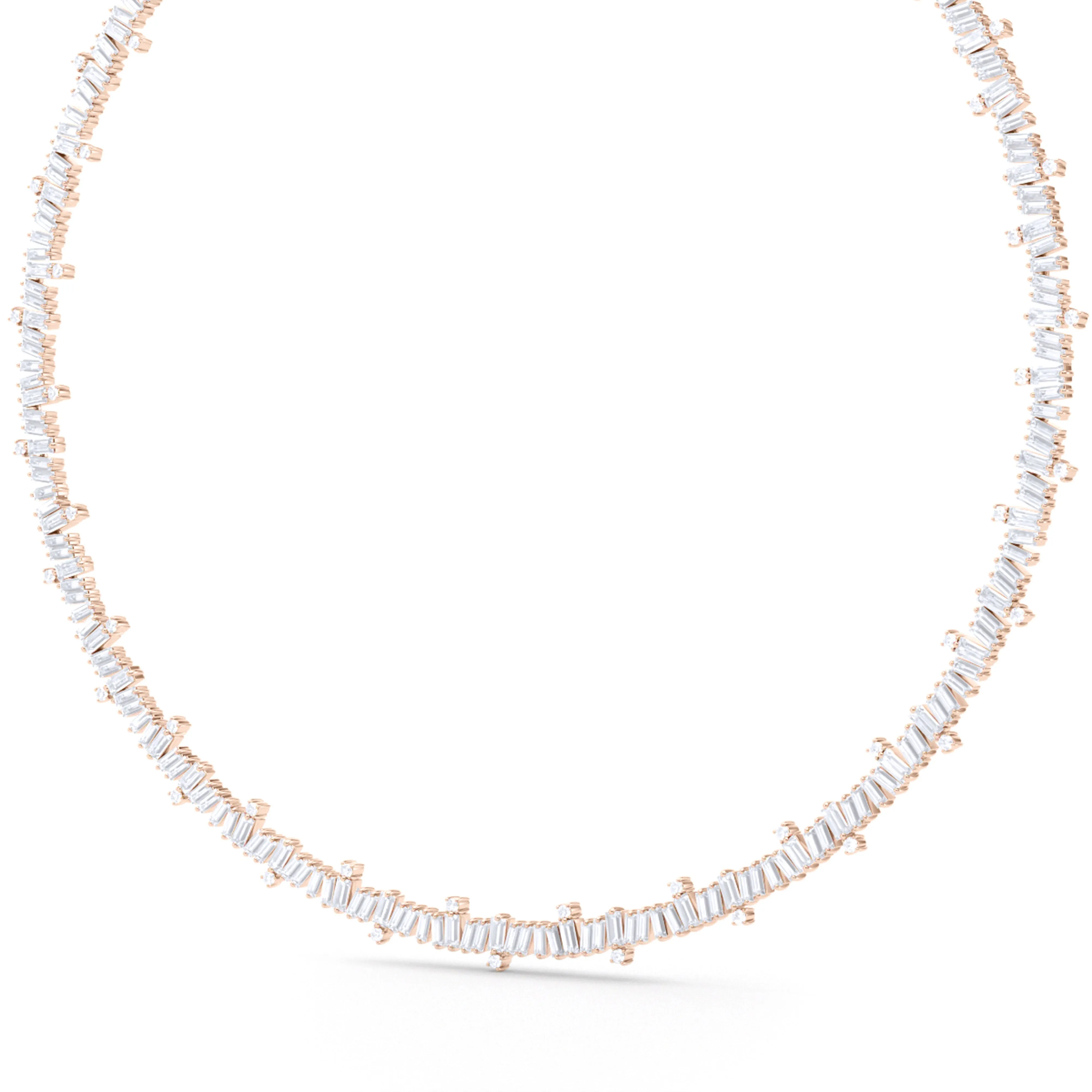 Baguette and Round Brilliant Diamond Necklace