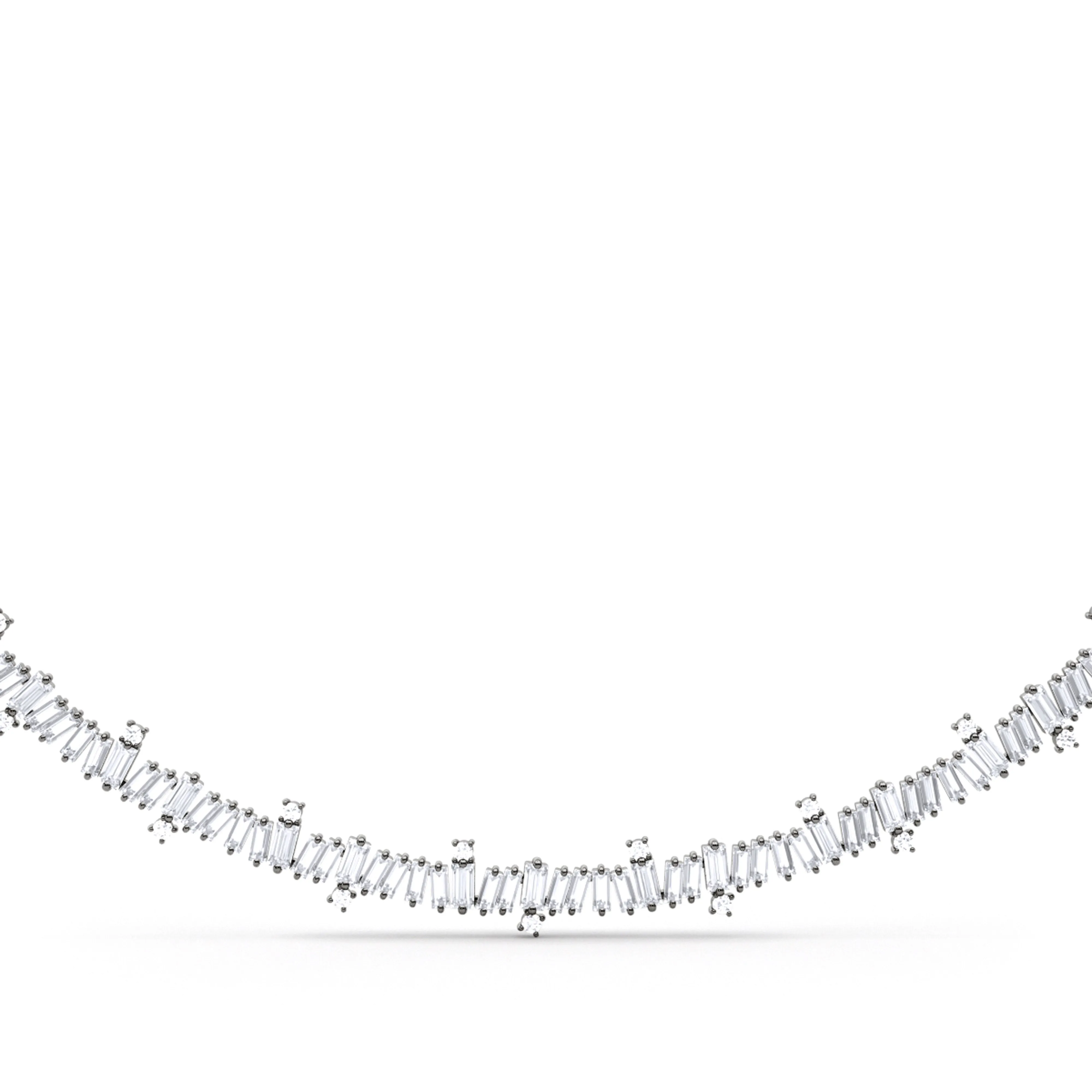 Baguette and Round Brilliant Diamond Necklace